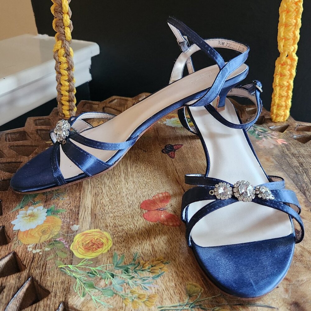 David's Bridal: 'Elena' Kitten Heel Sandal with Rhinestone Embellishment